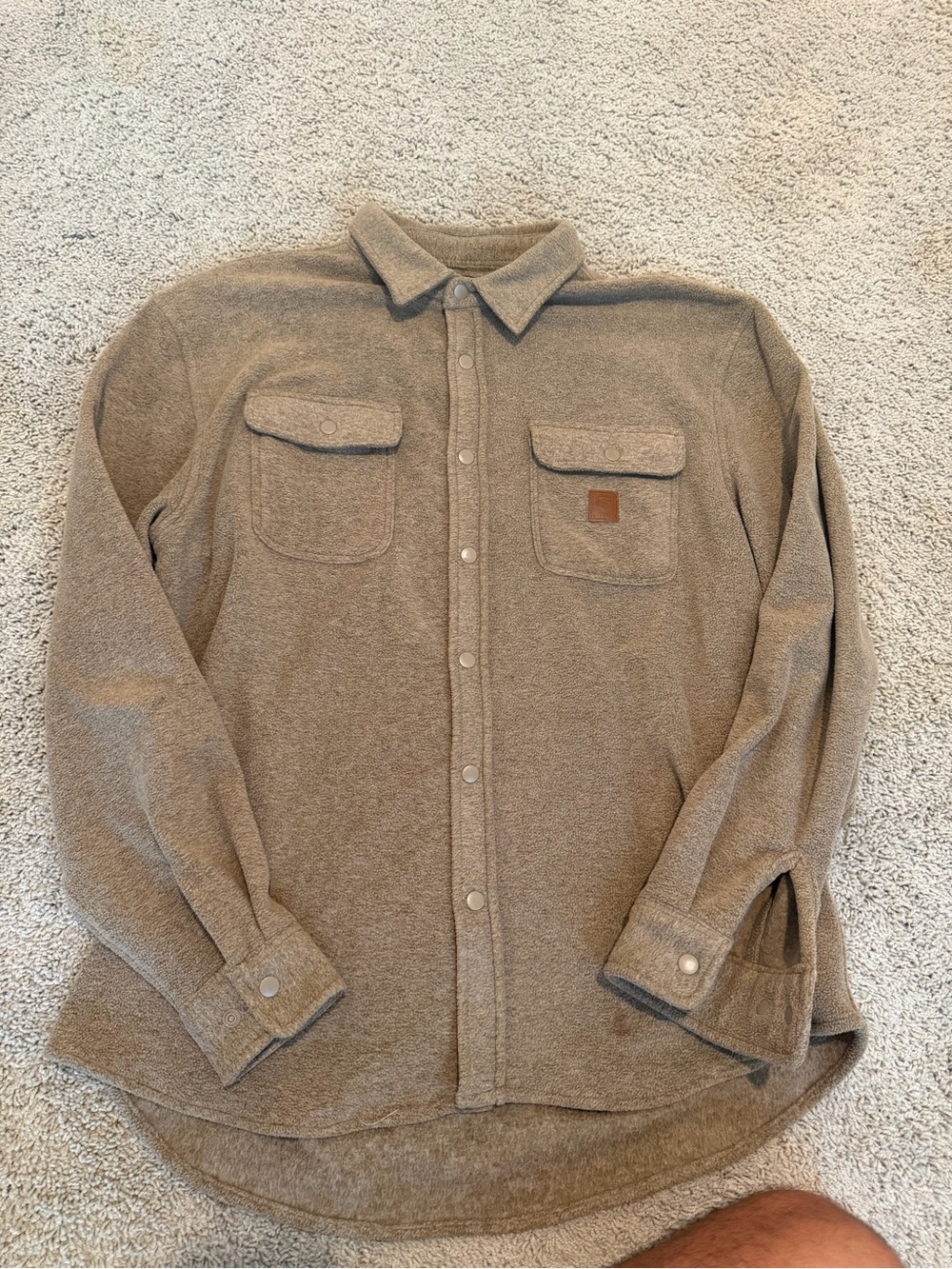 Brixton Taupe Sherpa Button-Up Shirt Jacket